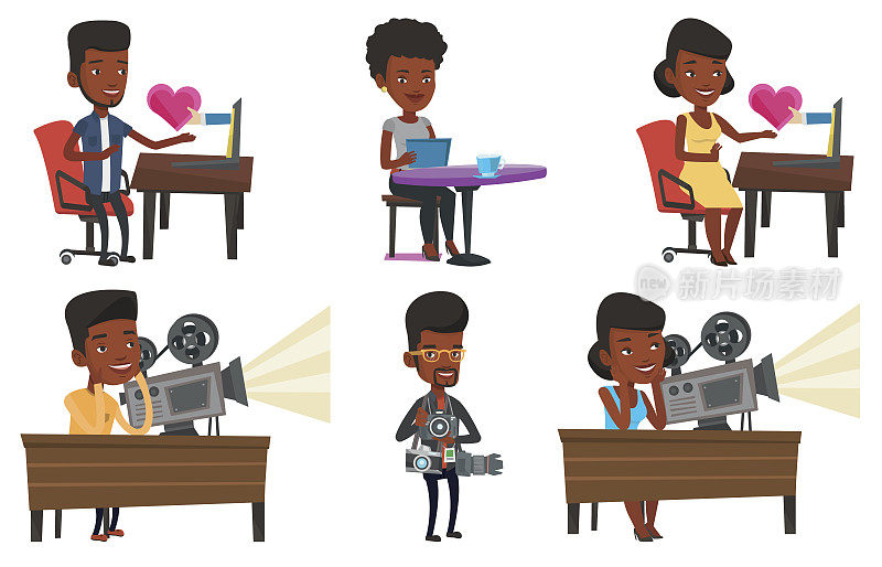 Vector set of media people characters